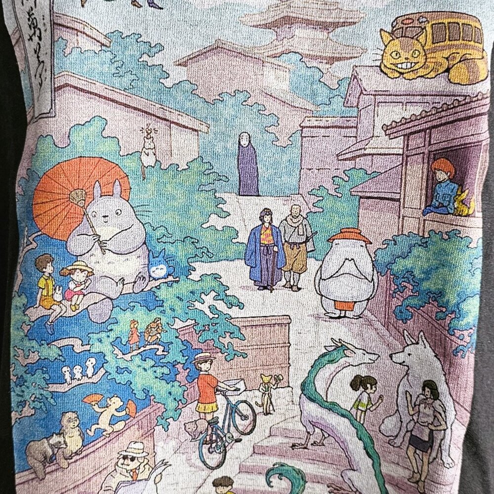 NWOT Studio Ghibli Miyazaki Unisex Black Long-Sleeve Shirt Gildan Womens Small